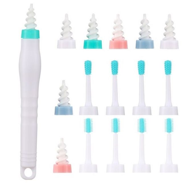 Earwax Removal Ear Epilator Cleaner 3 in 1 Silicone Spoon Tool Set 16pcs for Ear Care Soft Spiral Health Wax, White set no Box