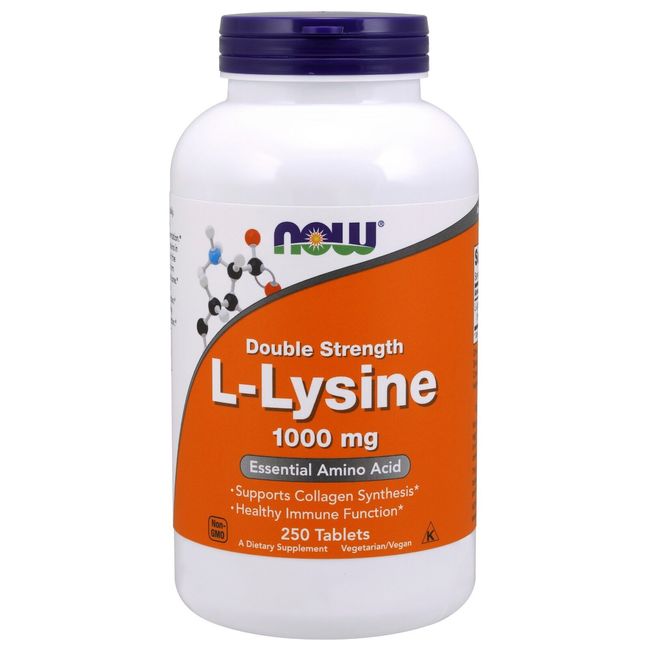 NOW Foods L-Lysine, Double Strength, 1000 mg, 250 Tablets - Collagen & Immune