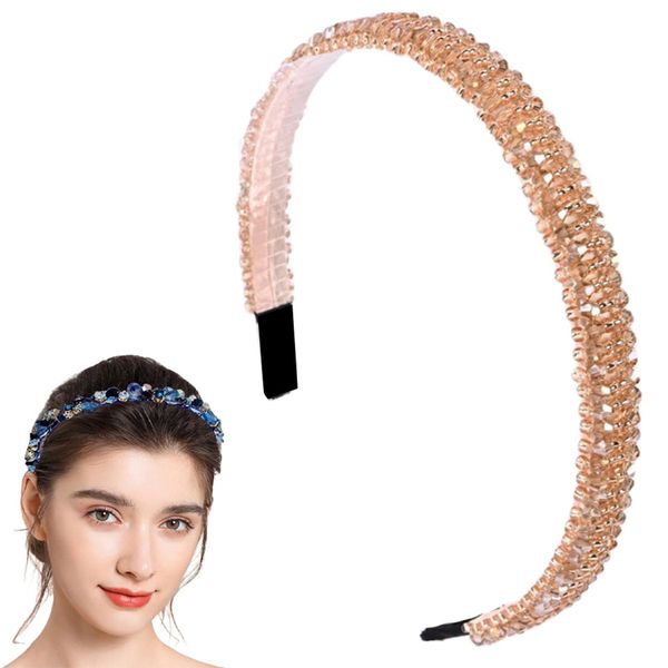 Traziewell Bridal Headband Crystal Headbands for Girls Women’s Rhinestone Beads Embellished Diamond Wedding Headpiece Bling HairBand Hair Accessory for Party, 3026