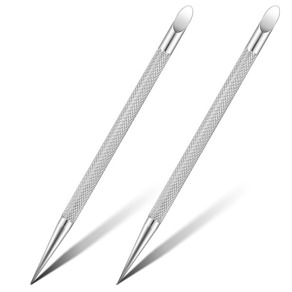 Andibro Cuticle Pusher Tool,2Pcs Stainless Steel Cuticle Remover Nail Cleaner Gel Fingernails Dead Skin Polish Peeler for Professional Manicure Pedicure Nail Art Care