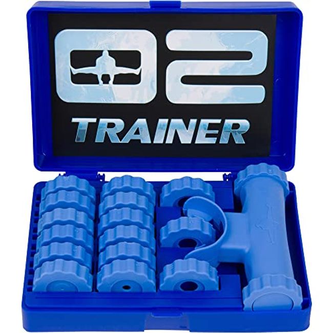 Bas Rutten O2 Trainer - Official Workout Device for Respiratory Training and Lung Muscle Fitness - Portable Breathing Mouthpiece for High Altitude and Power Training (Blue)