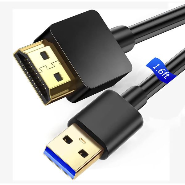 USB to HDMI Charging Cord Cable 1.6FT, USB 2.0 Male to HDMI Male Fast Charger Cable, Compatible with USB to HDMI Device Such AS HDTV, Computer, Blu-Ray Player, PS 2 3 4 5, Display or Projector, 0.5m