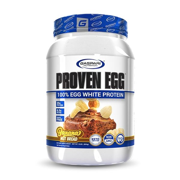 Gaspari Nutrition Proven Egg, 100% Egg White Protein, 25g Protein, Keto Friendly, Dairy Free, Lactose Free, Soy Free (2 lbs, Banana Nut Bread)