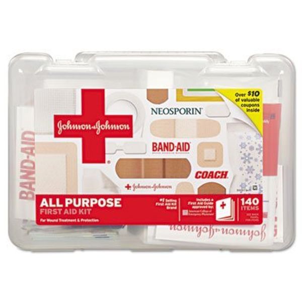 Johnson & Johnson 3009 All Purpose First Aid Kit, 140 Pieces, Plastic Case