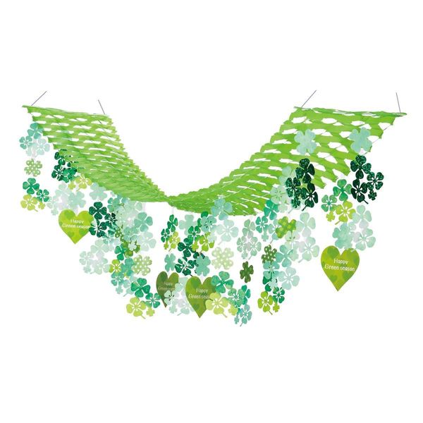 Spring Decoration, Ceiling, Hanging, Decoration, Stores and Homes, Clover & Heart Pleated Hanger, 1 Piece (W x H x H): 17.7 x 17.7 x 70.9 inches (45 x 45 x 180 cm) with drawstring