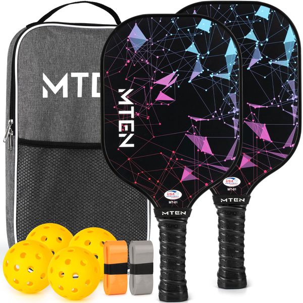 Pickleball Paddles Set of 2, USAPA Approved Fiberglass Surface Pickleball Set with 2 Pickleball Rackets,4 Pickleball Balls,1 Portable Carry Bag,Pickle Ball Paddle Set ​for Men Women