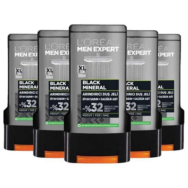 L’Oréal Paris Men Expert 5'li Black Mineral Duş Jeli Seti (5 x 300 ml)