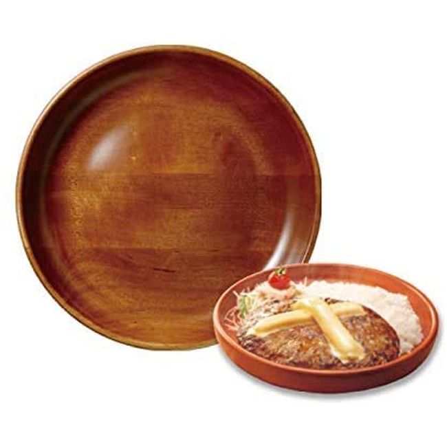 Bikkuri Donkey Kids' Dish Plate, Diameter Approx. 8.3 inches (21 cm), Set of 2, Wooden Plates, Uchi Rice