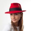 Jaxon & James Crushable C-Crown Wool Felt Fedora Hat - Red M