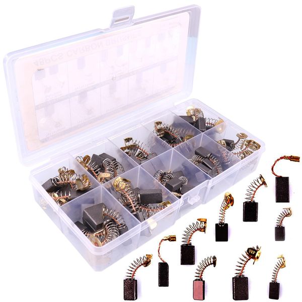 HKATOPS Universal 48Pcs Carbon Motor Brush Set (10 Sizes), Electric Motor Brushes, Power Tools Replacement Parts Fit for Carbon Brush Motors,Circular Saws,Wood Saws,Electric Drills, Angle Grinders