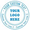 Custom Logo Double Round Border Stamp -3 Lines of Text-Self-Inking Stamper Black
