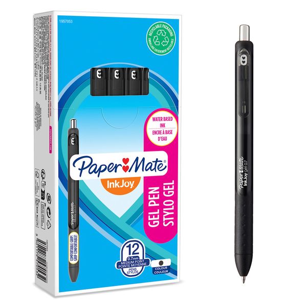 Paper Mate InkJoy Gel Pens Medium Point (0.7mm) Black Ink 12 Count