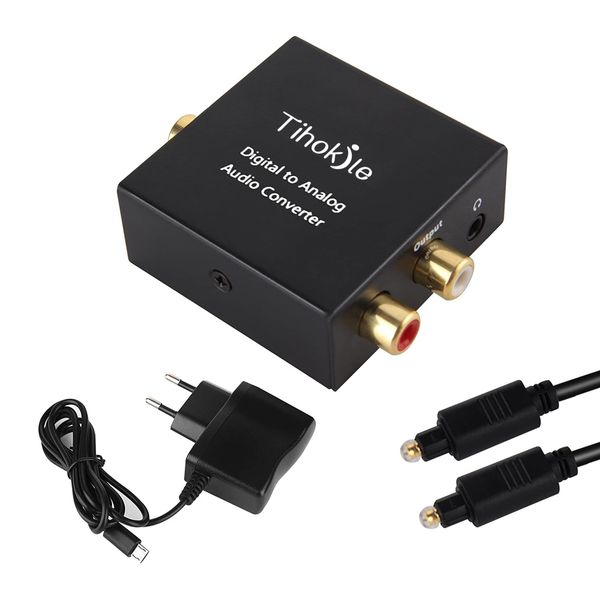 DA Wandler, 192KHz DAC Digital zu Analog Wandler Audio Adapter, SPDIF Toslink zu Analog RCA Konverter für HDTV Blu-ray DVD PS3 Sky