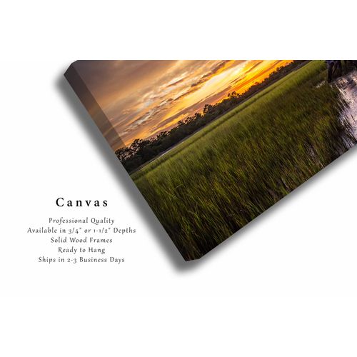 Coastal Canvas Wall Art (Ready to Hang) Galley Wrap of Salt Marsh at Sunset at Pinckney Island South Carolina Lowcountry Photography Nature Decor (1.5, 8" x 10")