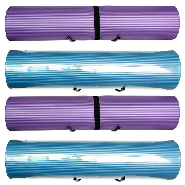 YYST Yoga Mat Foam Rollers Wall Rack Wall Storage Mount Wall Holder Storage Shelf for Foam Rollers and Yoga Mat, Up to 8 Inch Diameter - No Mat -4/PK