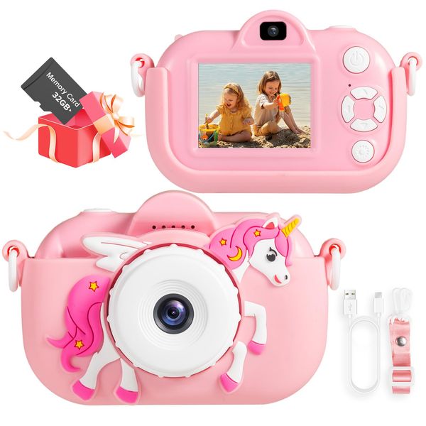 Kids Camera Toddler Toys for Girls, 3-12 Year Old Girl Birthday Gifts Toys, 48MP HD Kids Digital Camera for Kids, 1080P HD Video Toddler Camera Kid Toys Gifts for 3 4 5 6 7 8 9 10 Year Old Girls