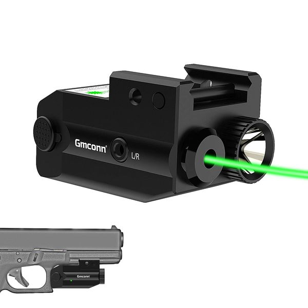 Gmconn Tactical Flashlight Green Laser Combo Tactical Green Laser Sight and 350 Lumens Rechargeable Gun Light Strobe Weapon Light Green Beams for Guns and Pistols with Picatinny Rail