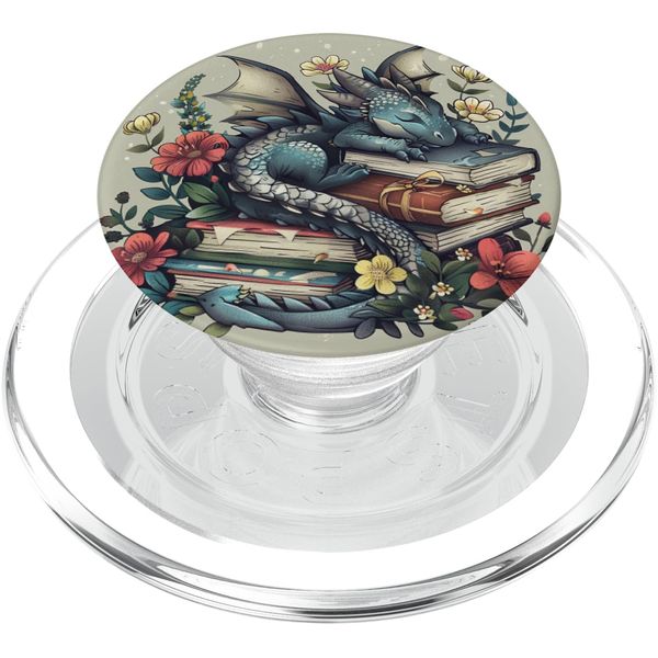 Book Lover Dragon Bookworm Reading Librarian PopSockets PopGrip for MagSafe