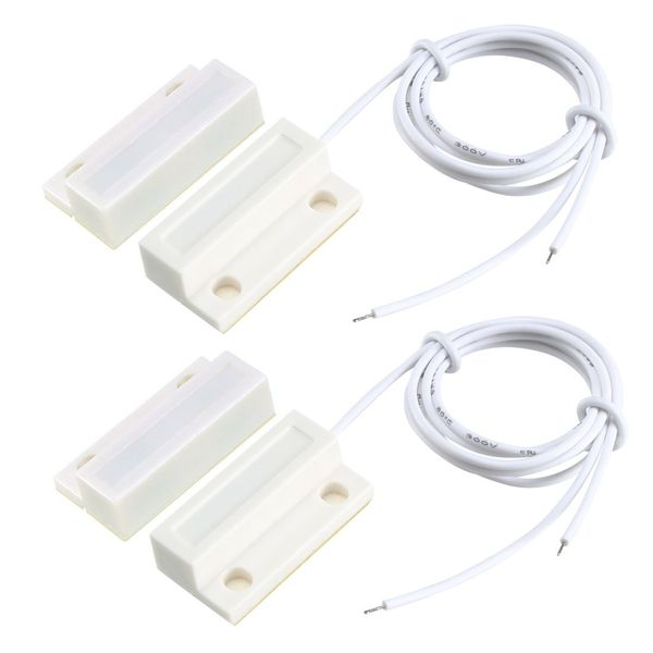 sourcing map 2pcs MC-38 Surface Mount Wired NO Door Sensor Alarm Magnetic Reed Switch White