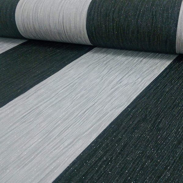 DEBONA Crystal Stripe Pattern Stripe Textured Glitter Vinyl Wallpaper (Silver Black 9012)