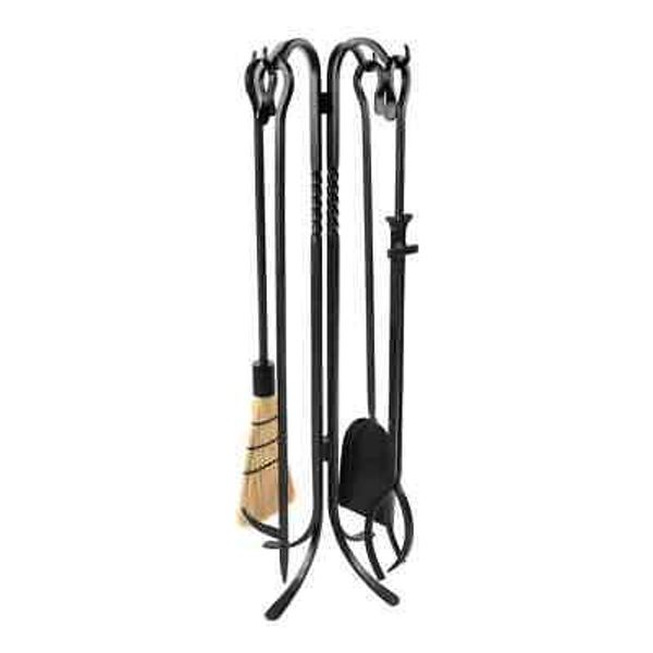 33"Tall 5-Piece Black Shepherd's Hook II Mini Fireplace Tool Set