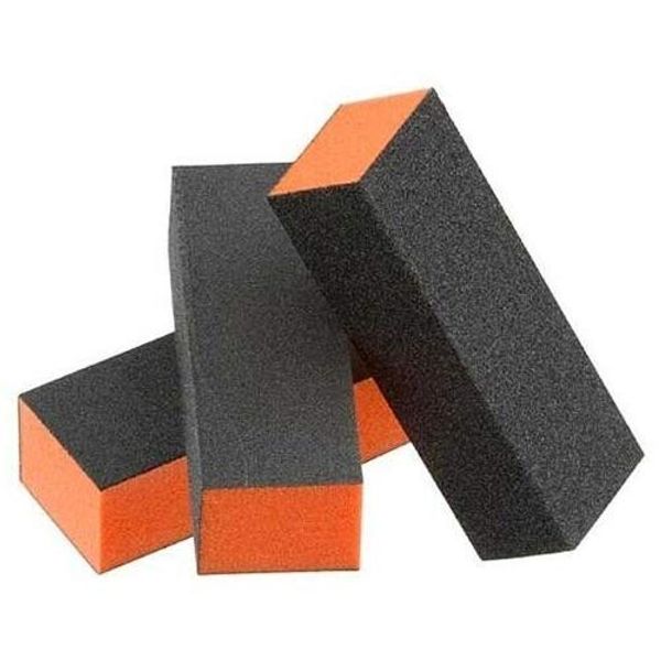 Black Grit Orange Sanding 3-Way 80/80/100 Nail Buffer Blocks - 10 Pieces