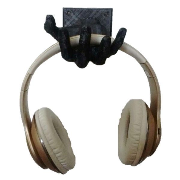 Hand Shaped Headphone Holder - Wall Mounted Headset Stand (Black)