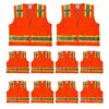 Safety Main Premium High Visibility Surveyor Vest Solid Front Mesh Back, 10 Pack, Medium, Orange