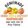 39 Personalised Orange Lemon & Grapefruit Marmalade Jar Labels, Stickers
