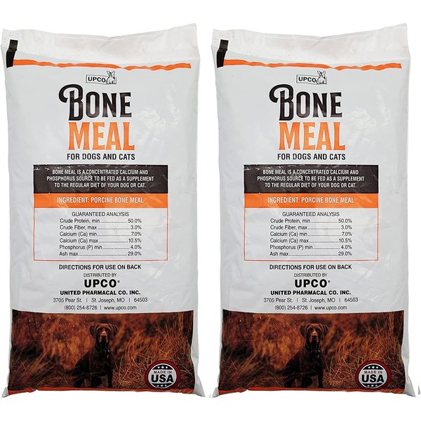 Bone Meal Steamed Powder for Dogs and Cats 2 Pack Total 2 Pounds from Upco Bone Meal Made in USA