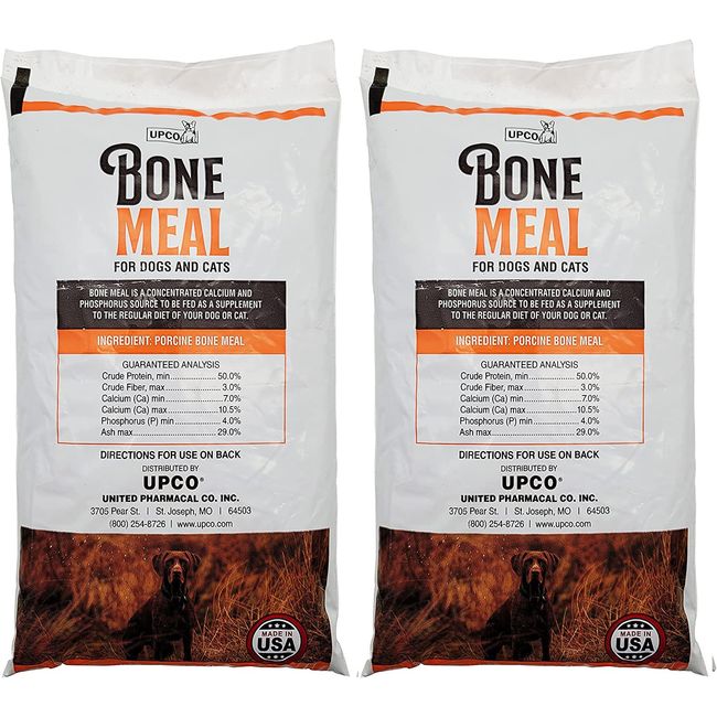 Bone Meal Steamed Powder for Dogs and Cats 2 Pack Total 2 Pounds from Upco Bone Meal Made in USA