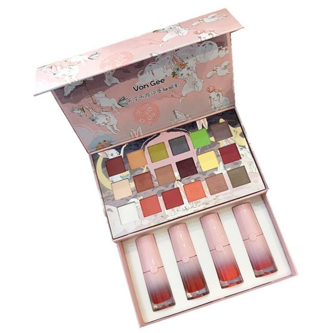 Lip Palette Eyeshadow and Lip Glaze Kit Matte Shimmer Palette Natural Lip Gloss Women Cosmetics Makeup Set