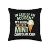 Mint Chocolate Chip Flavour Waffle Cone Mint Ice Cream Throw Pillow