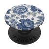 Blue and White Rose Floral Pattern PopSockets Adhesive PopGrip