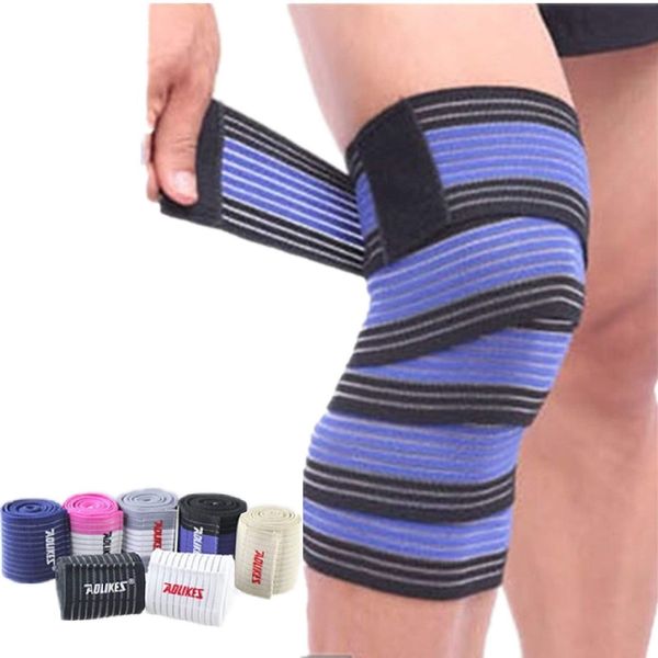 Runworld (1 Pair Elastic Breathable Knee Brace Compression Bandage Wraps Pain Relief Straps Support Wraps Sleeve for Men Women Cross Training WODs,Gym Workout,Fitness & Powerlifting (Blue/Black)