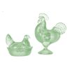Dollhouse Miniature Chrysnbon Rooster and Nesting Hen Green