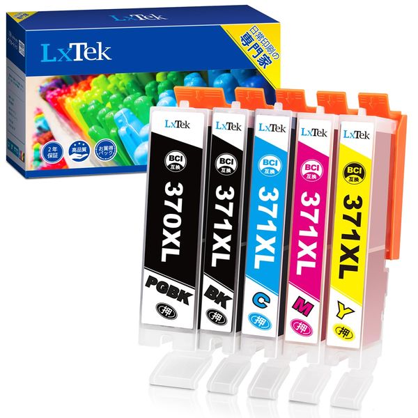 LxTek TS5030 TS5030S TS6030 TS8030 MG7730 BCI-370XL Compatible Ink Cartridge for Canon Ink 371 370 5 Color Set Large Capacity Instruction Manual Included Remaining Level Indicator Individual Packaging