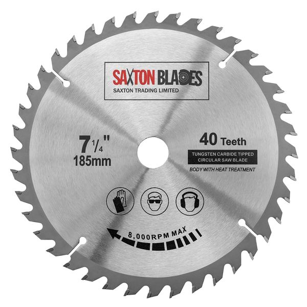 TCT18540T20B TCT Circular Saw Blade 185mm x 40T x 20mm Bore (16mm ring) fits Evolution Bosch Makita etc