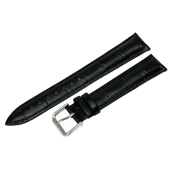 RECHERE Alligator Crocodile Grain Leather Watch Band Strap Pin Buckle Color Black (width 10mm)