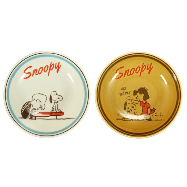 Yamaka Shoten Peanuts SN920-79 Bowl, Bowl, Deep Plate, Pair Set, 6.7 inches (17 cm), Microwave Safe, Retro, Made in Japan