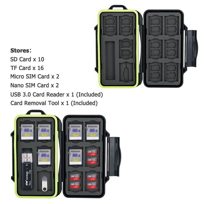 JJC MC-3 Water-resistant Holder Hard Storage Memory Card Case