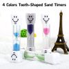 4 Pieces 3 Minute Toothbrush Sand Timer for Kids, Assorted Colors Tooth Shape Timers Plastic Hourglass for Proper Tooth Brushing Boys Girls Oral Care
