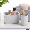 Superio 1.5 L Mini Ribbed Storage Bin- Plastic Storage Bin (White Smoke, 4 Pack)