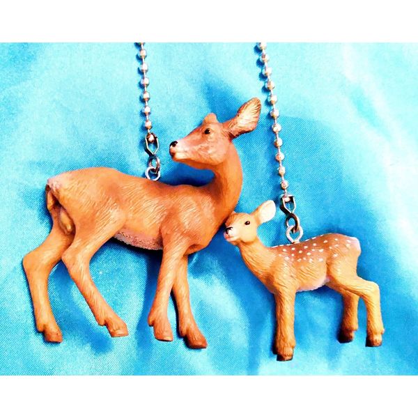 Set of Two ~ Deer Doe Baby Momma Pet ~ Ceiling Fan Pull Chains