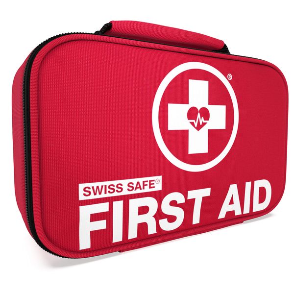 Swiss Safe 2-in-1 First Aid Kit (120 Piece) + Bonus 32-Piece Mini First Aid Kit: Compact, Lightweight for Emergencies at Home, Outdoors, Car, Camping, Workplace, Hiking & Survival