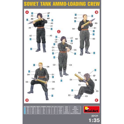 MiniArt 1:35 Scale Soviet Tank Ammo-Loading Crew Set (Spec Edit) Plastic Model Kit