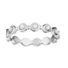Silverly 925 Sterling Silver Mother of Pearl White Shell Linked Half Eternity Stackable Ring