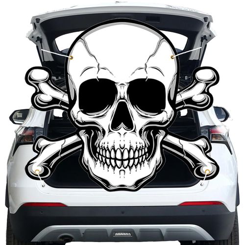 Hopply Halloween Trunk or Treat Car Decorations Kit Banner for SUV, Cartoon Skull Outdoor Arch Entrance Window Garage Decorations for Halloween Outdoor Party Supplies (Skull)