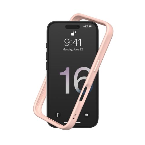 RhinoShield Bumper Case Compatible with [iPhone 16 Plus] | CrashGuard - Shock Absorbent Slim Design Protective Cover 3.5M / 11ft Drop Protection - Blush Pink