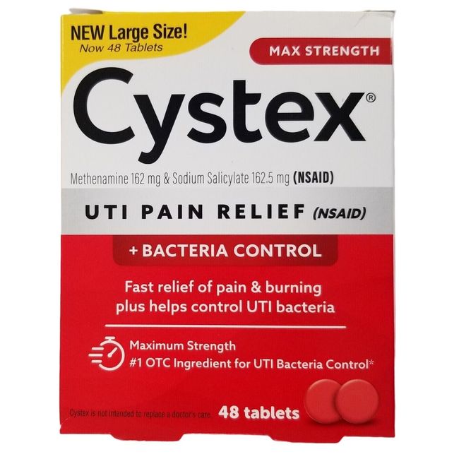 CYSTEX PLUS UTI Tablets Urinary Pain Relief Plus helps w/ Infection 48 ct ^